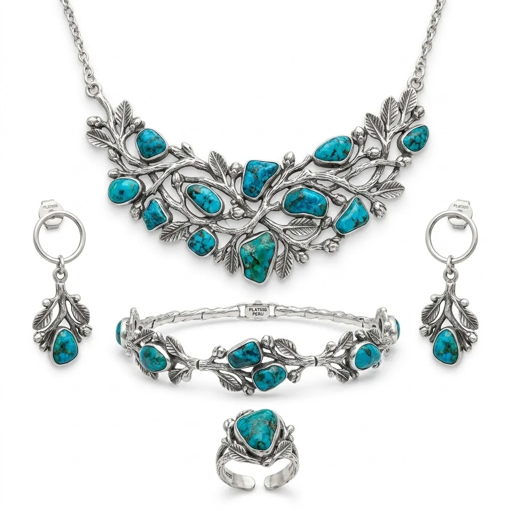 Collar en ramitas en piedra Crisocola o turqueza