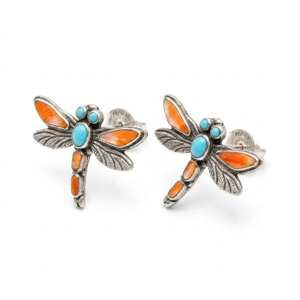 Aretes pegados Libélulas Naranja