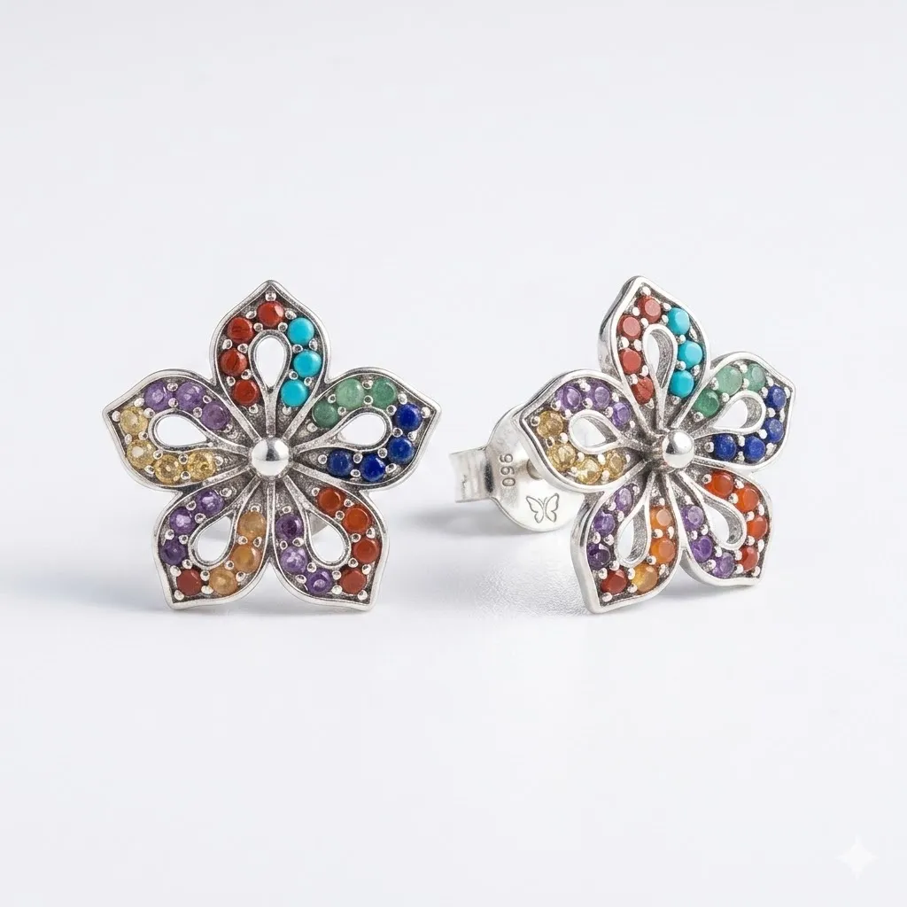 Aretes Flor de P'irka 7 Colores