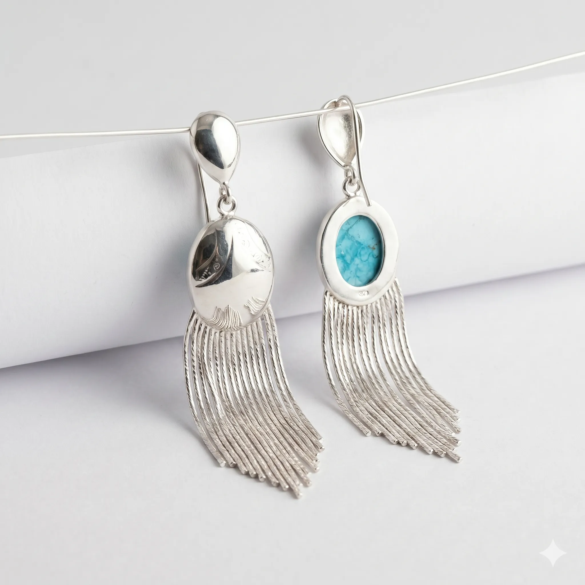 aretes colgantes flecos reversibles_joyeria_cusco